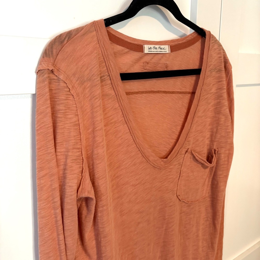 We the Free Women's Dusty Orange Long Sleeve T-Shirt in Size M - Picture 5 of 14